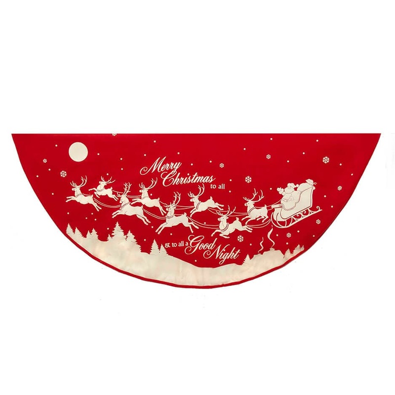48″ Reindeer & Santa Red Tree Skirt