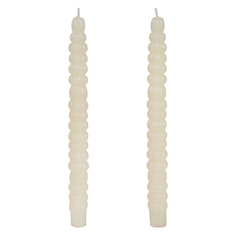 10″ Unscented Tan Pumpkin Shaped Taper Candles Box Set/2