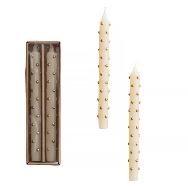 10″ Unscented Taper Candles With 3D Dots In Box Set/2