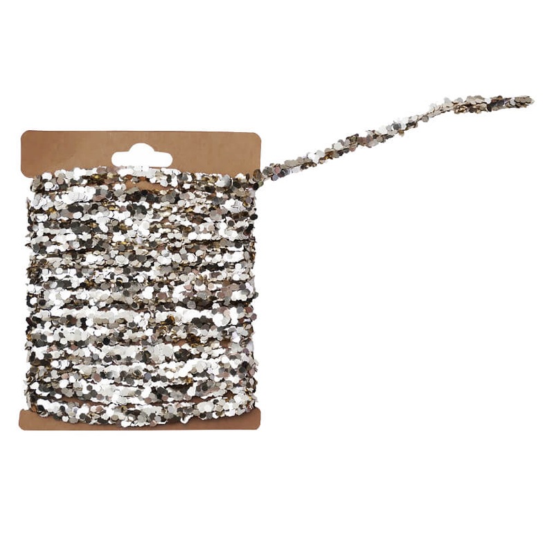120″ Champagne Finish String Glitter Garland On Kraft Card