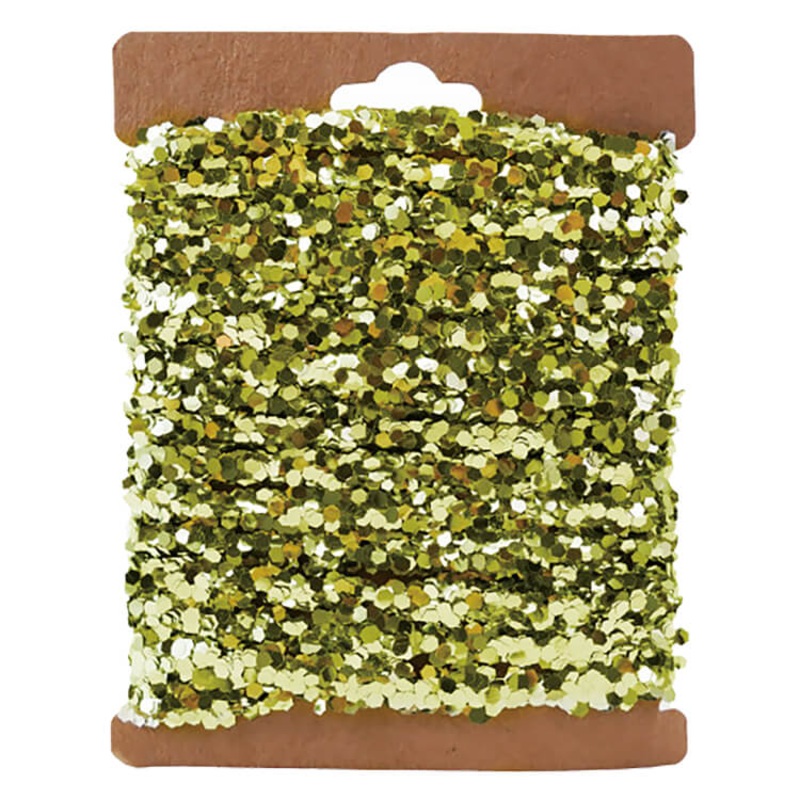120″ Gold Finish String Glitter Garland On Kraft Card