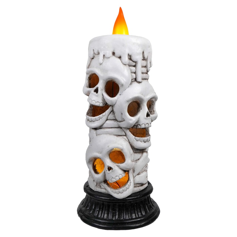 16″ Large LED Halloween Skull Flickering Candle