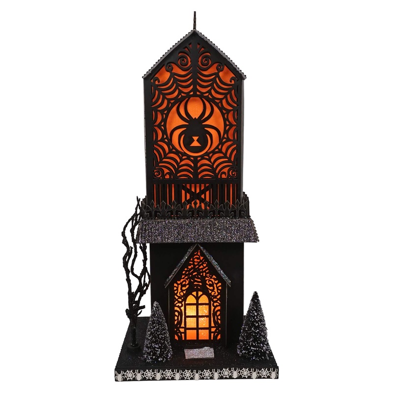 17.25″ Lighted Spider Haunted Gothic House