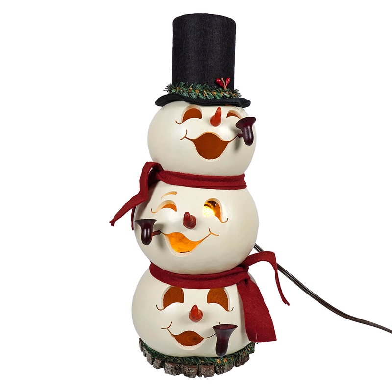 Blake – Lighted Medium Tall Three Tier Snowman Gourd