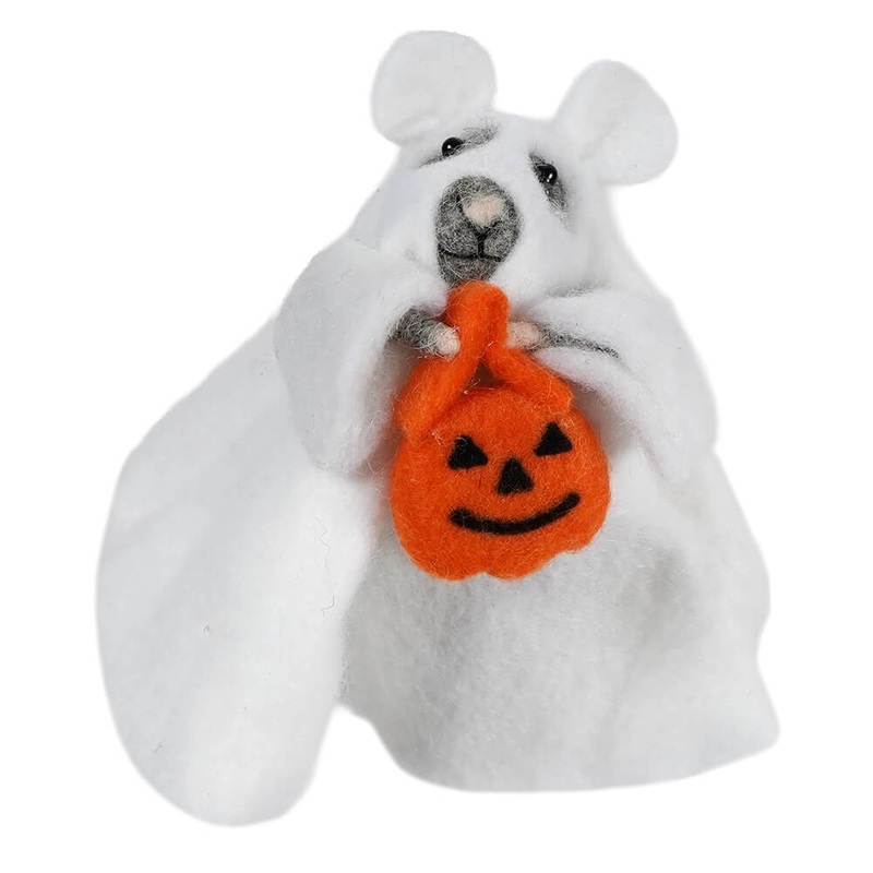Wool Felt Ghost Costume Trick-Or-Treat White Mouse