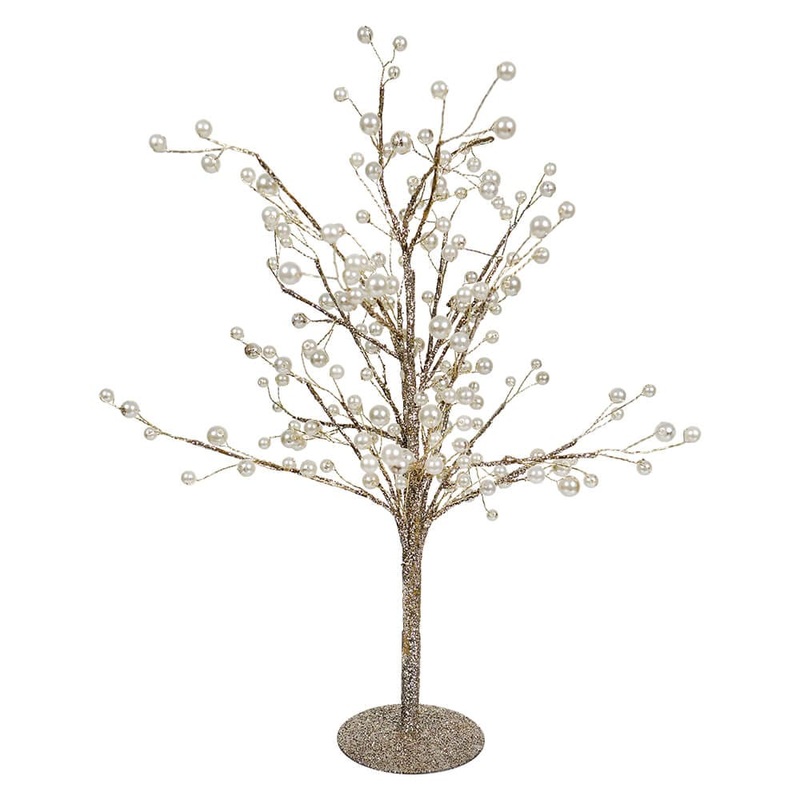 18″ Gold Glittered Twig Tree With Pearls