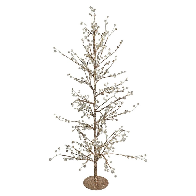 33″ Gold Glittered Twig Tree With Pearls