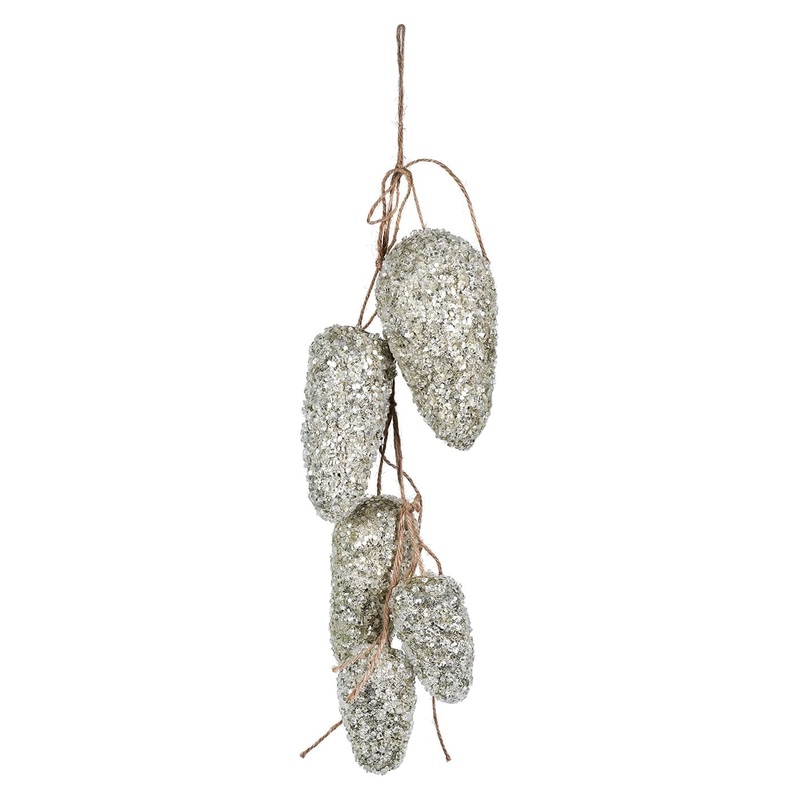 20″ Glittered Pine Cone Cluster