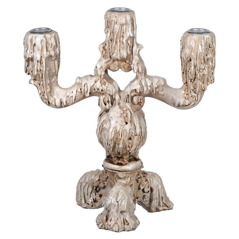 White Melted Skull Candleabra