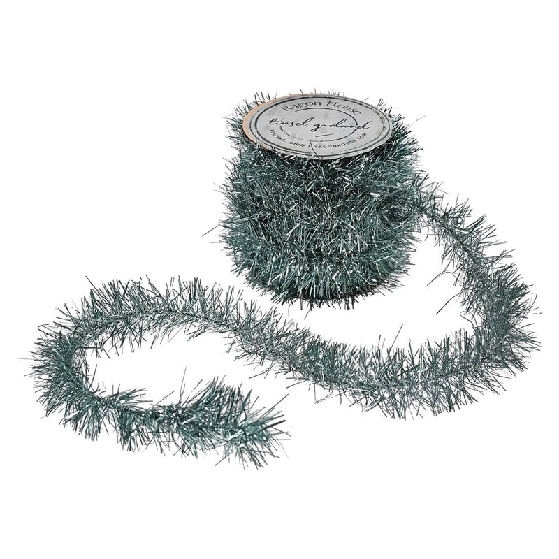 72″ Mineral Green Tinsel Garland Spool