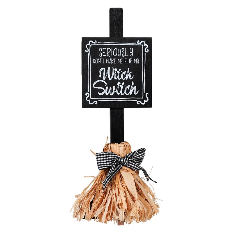 “Witch Switch” Straw Broom Sign
