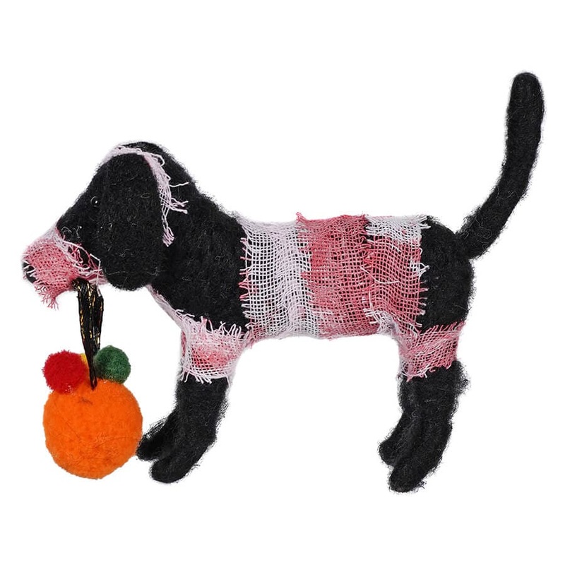 Wool Felt Dog In Mummy Costume