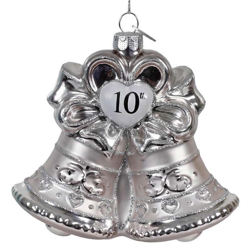 “10th Anniversary” Glass Bell Ornament