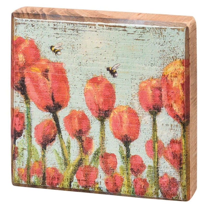 Red Tulips Block Sign