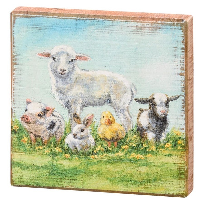 Young Farm Friends Block Sign