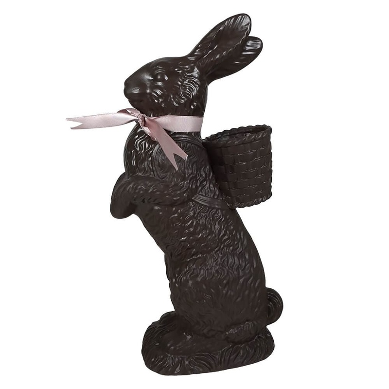 14″ Large Chocolate Standing Bunny With Basket