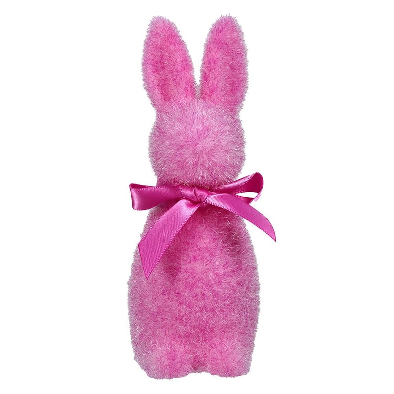 Raspberry Flocked Pastel Button Nose Bunny