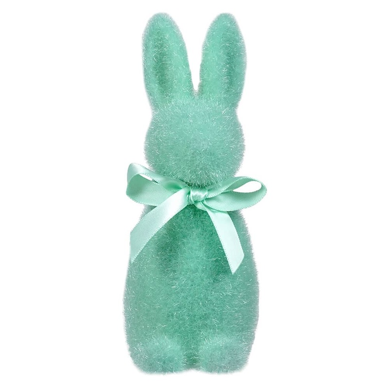 Seafoam Flocked Pastel Button Nose Bunny