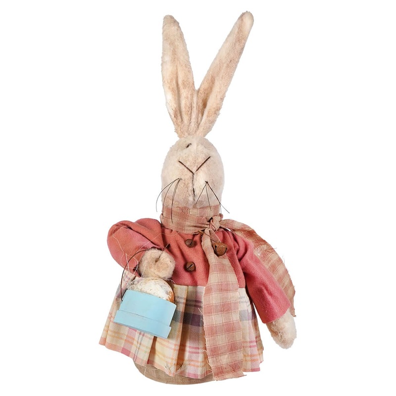 White Bunny Holding Easter Basket