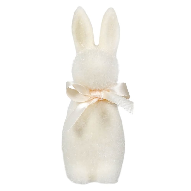 White Flocked Pastel Button Nose Bunny