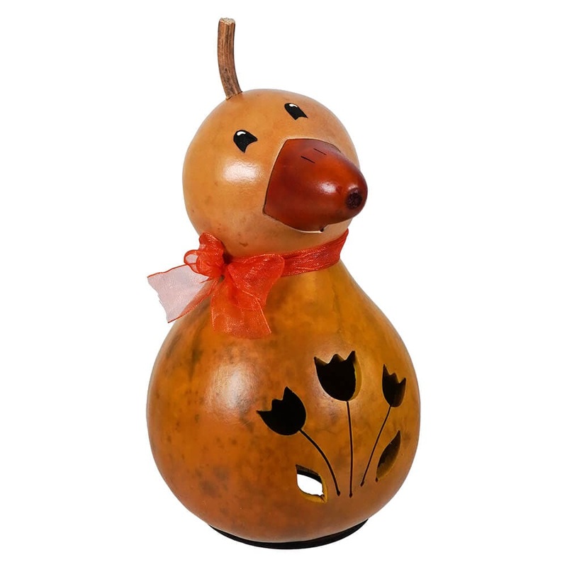 Yellow Duck Dillard Miniature Gourd With Tulip Cutout