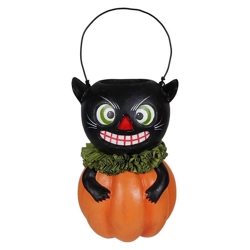 Vintage Black Cat in Pumpkin
