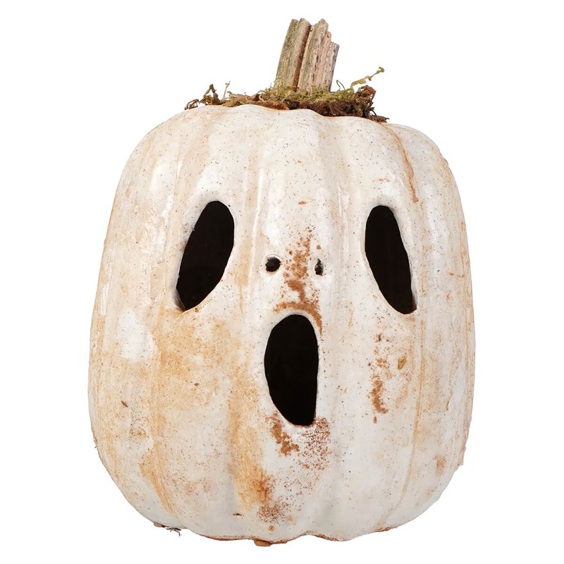 White Ghost Face Pumpkin Jack-O’-Lantern