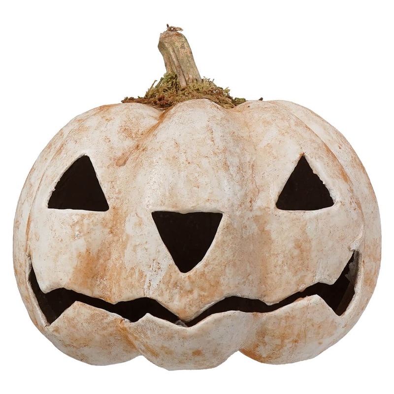 White Carved Pumpkin With Upside Down Nose