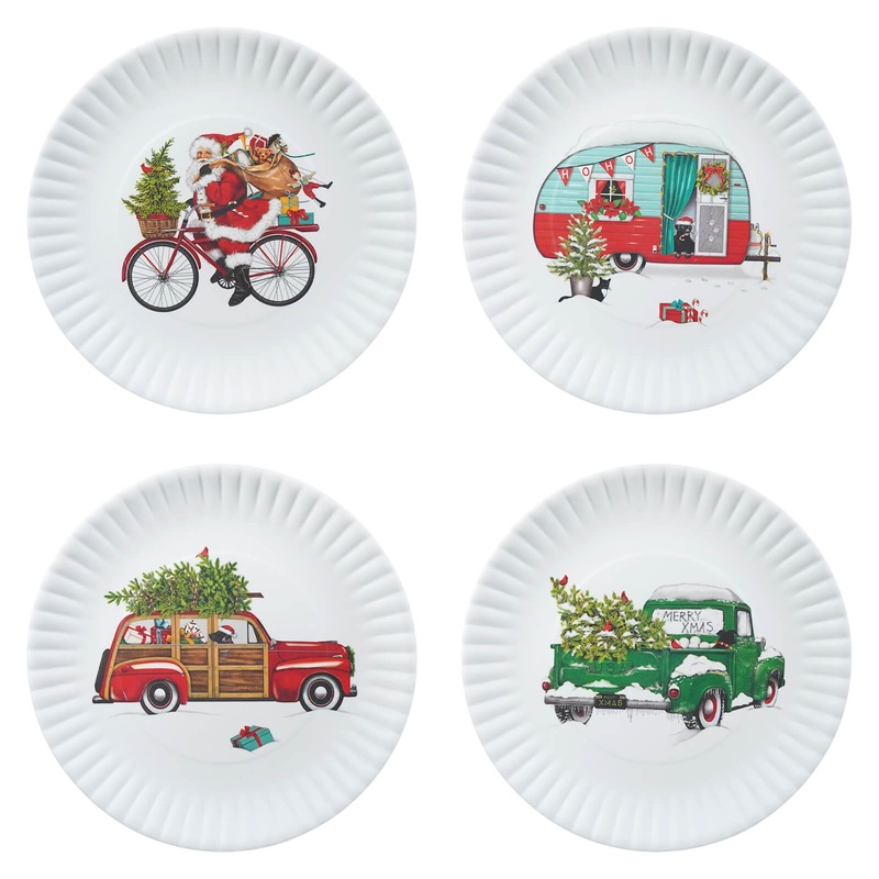 Winter Vehicle Melamine Plates Set/4