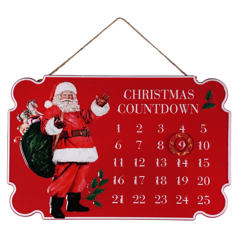 13.5″ Metal Embossed Holiday Santa Design Christmas Countdown Calendar