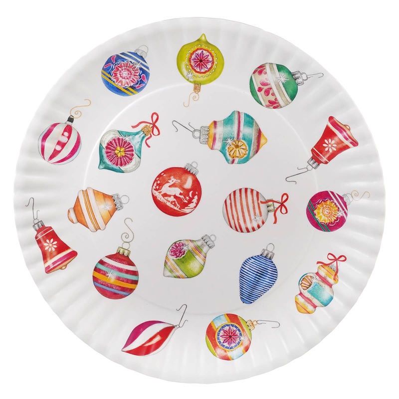 16″ Scattered Ornaments “Paper” Melamine Platter
