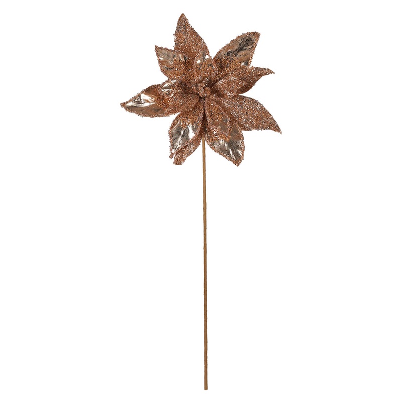 24″ Metallic Champagne Beaded Poinsettia Stem