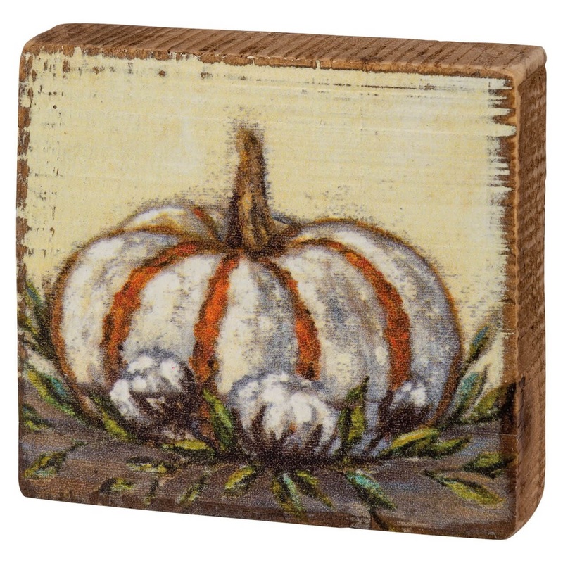 White & Orange Pumpkin Block Sign