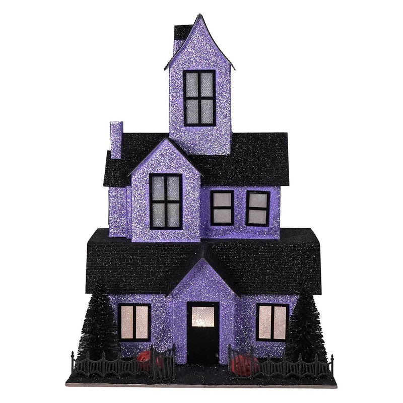 12.75″ Lighted Purple Haunted House