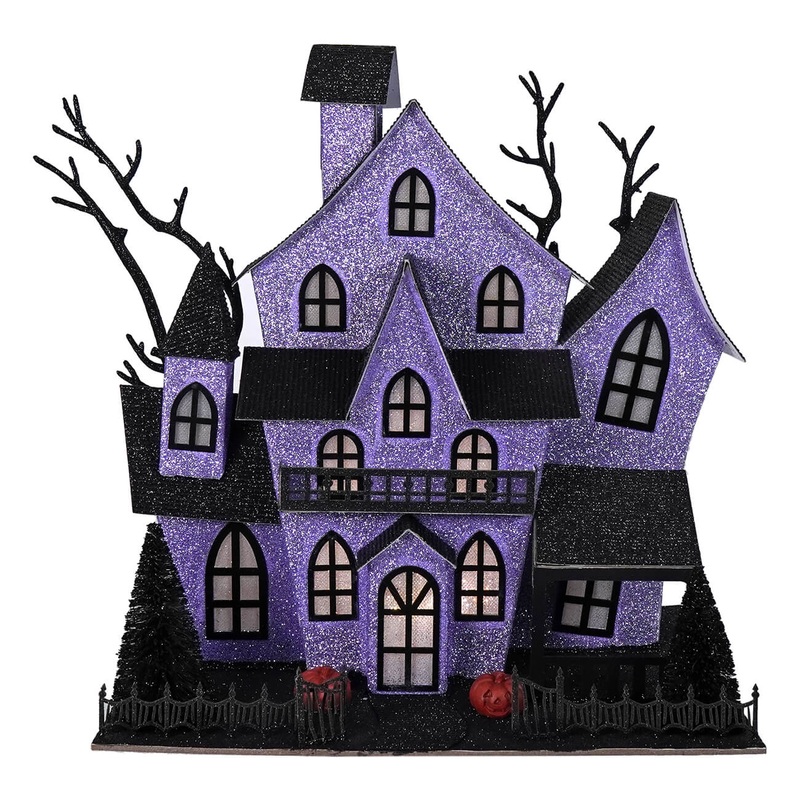 12″ Lighted Purple Haunted House