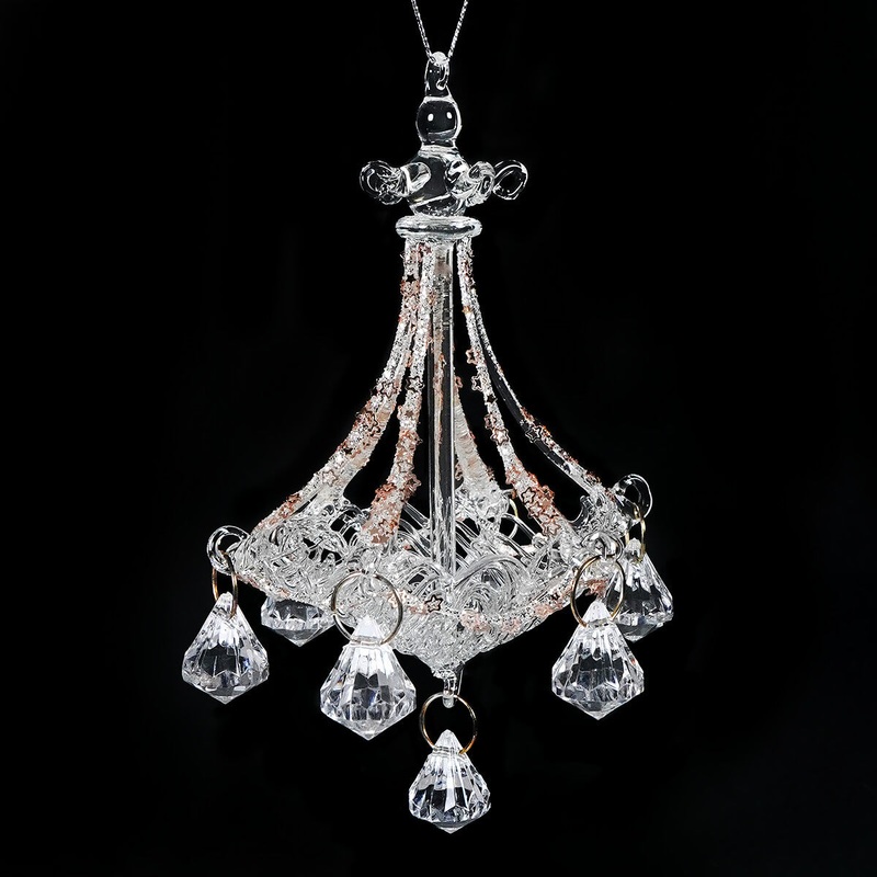7″ Glass Star Adorned Chandelier Ornament
