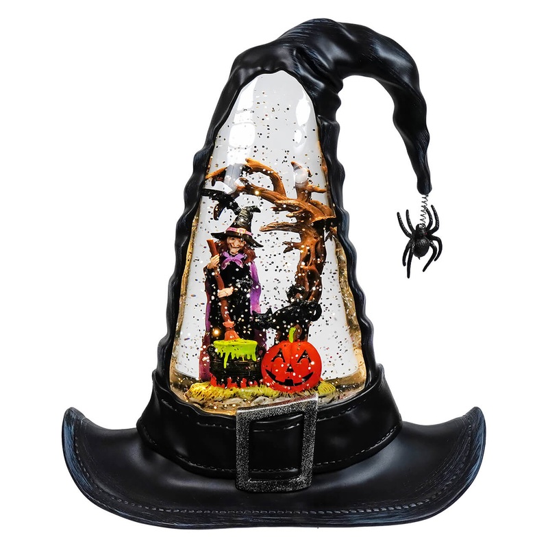 9.5″ Lighted Swirling Witch Hat Water Globe